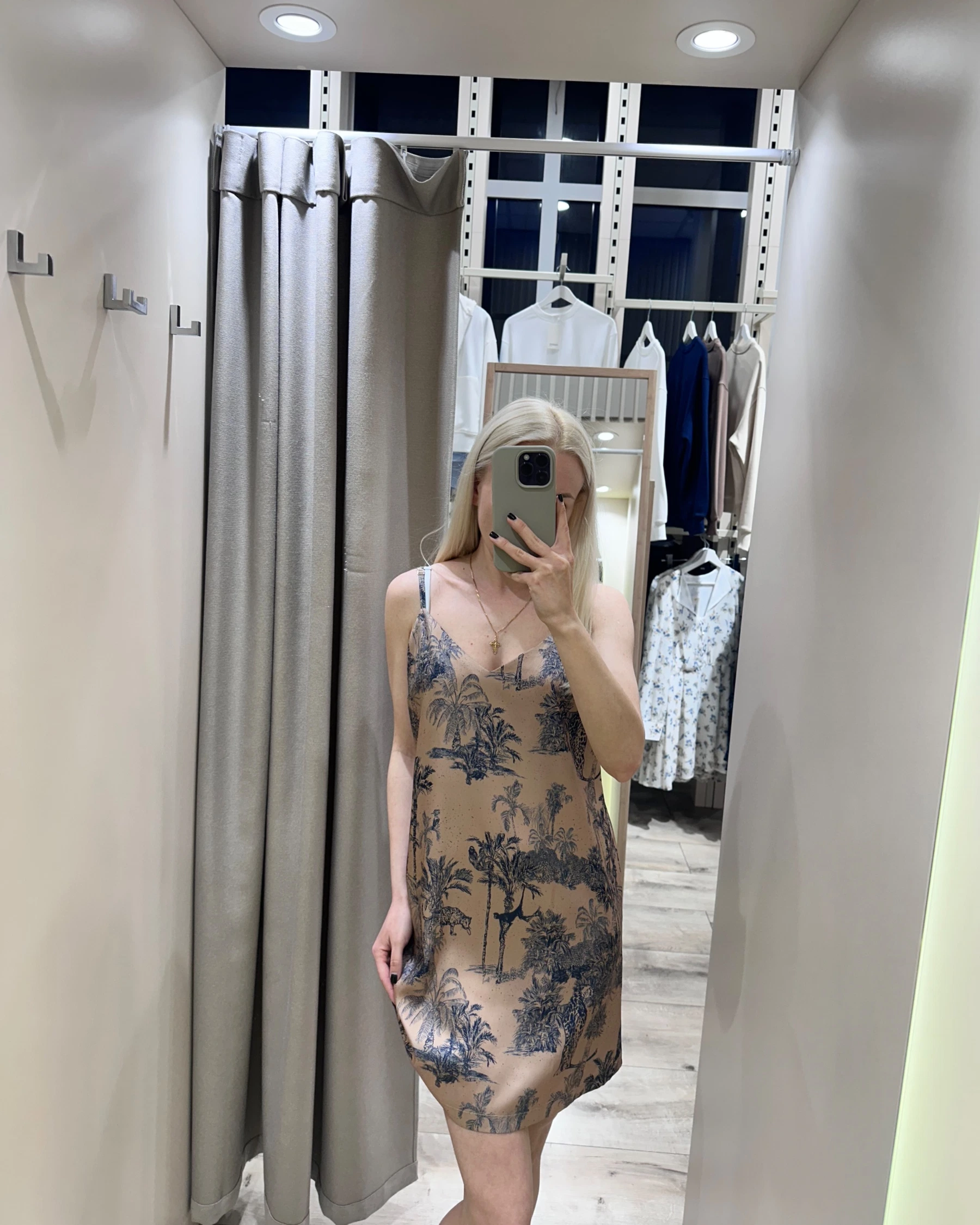 Нічна сорочка, бежевий, принт